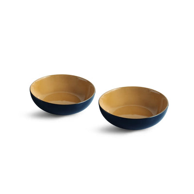 ExclusiveLane 'Mariana Blues' Ceramic Serving/Snack Bowls (Set Of 2, 570 ML, Microwave Safe, Hand Glazed)