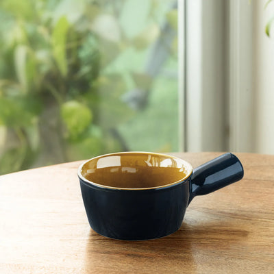 ExclusiveLane 'Mariana Blues' Ceramic Serving/Snack Bowls (420 ML, Microwave Safe, Hand Glazed)