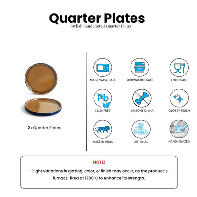 ExclusiveLane 'Mariana Blues' Ceramic Side/Quarter Plates (Set of 2, Microwave Safe, Hand Glazed)