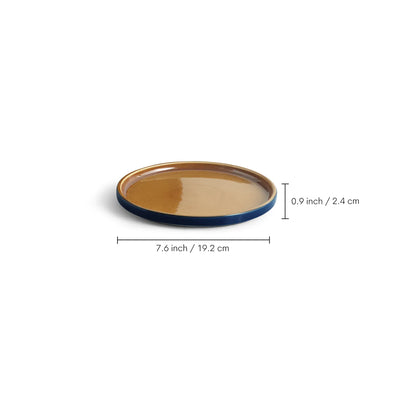 ExclusiveLane 'Mariana Blues' Ceramic Side/Quarter Plates (Set of 2, Microwave Safe, Hand Glazed)