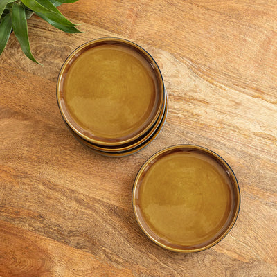 ExclusiveLane 'Mariana Blues' Ceramic Side/Quarter Plates (Set of 4, Microwave Safe, Hand Glazed)