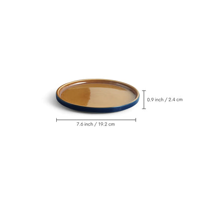 ExclusiveLane 'Mariana Blues' Ceramic Side/Quarter Plates (Set of 4, Microwave Safe, Hand Glazed)