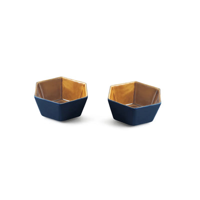 ExclusiveLane 'Mariana Blues' Ceramic Serving/Snack Bowls (Set Of 2, 420 ML, Microwave Safe, Hand Glazed)