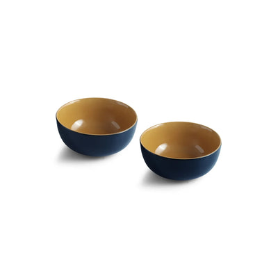 ExclusiveLane 'Mariana Blues' Ceramic Serving/Snack Bowls (Set Of 2, 550 ML, Microwave Safe, Hand Glazed)