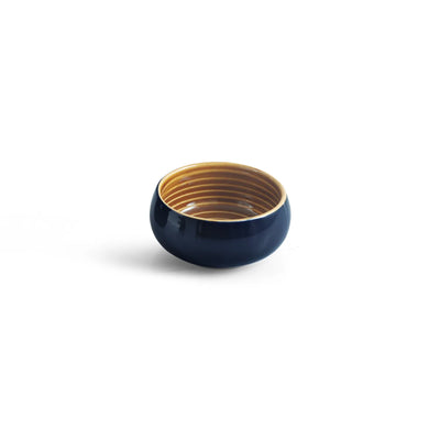 ExclusiveLane 'Mariana Blues' Ceramic Dinner Bowls/Katoris (Set Of 6, 140 ML, Microwave Safe, Hand Glazed)
