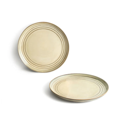 ExclusiveLane 'Wheat Serenity' Porcelain Dinner Plates (Set of 2, Microwave Safe, Hand Glazed)
