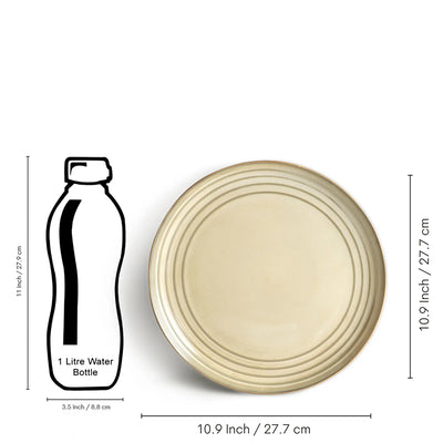 ExclusiveLane 'Wheat Serenity' Porcelain Dinner Plates (Set of 2, Microwave Safe, Hand Glazed)