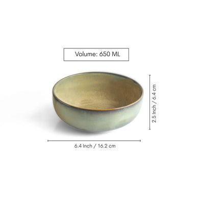 ExclusiveLane 'Wheat Serenity' Porcelain Serving/Snack Bowls (Set Of 2, 650 ML, Microwave Safe, Hand Glazed)