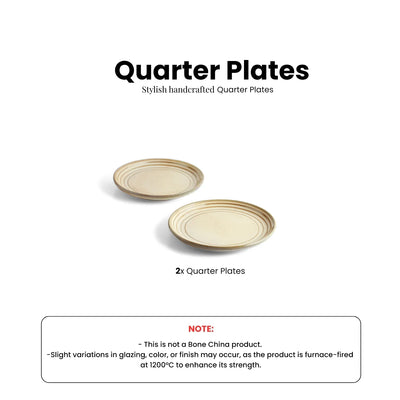 ExclusiveLane 'Wheat Serenity' Porcelain Quarter Plates (Set of 2, Microwave Safe, Hand Glazed)