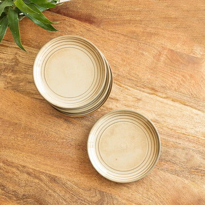 ExclusiveLane 'Wheat Serenity' Porcelain Quarter Plates (Set of 4, Microwave Safe, Hand Glazed