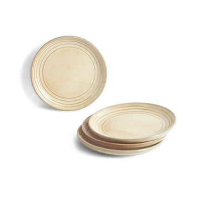 ExclusiveLane 'Wheat Serenity' Porcelain Quarter Plates (Set of 4, Microwave Safe, Hand Glazed