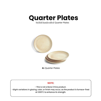 ExclusiveLane 'Wheat Serenity' Porcelain Quarter Plates (Set of 4, Microwave Safe, Hand Glazed