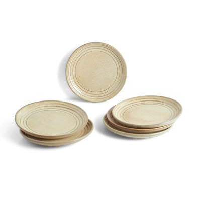 ExclusiveLane 'Wheat Serenity' Porcelain Quarter Plates (Set of 6, Microwave Safe, Hand Glazed)