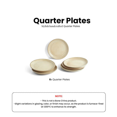ExclusiveLane 'Wheat Serenity' Porcelain Quarter Plates (Set of 6, Microwave Safe, Hand Glazed)