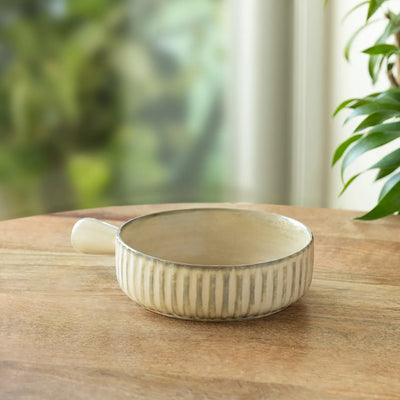 ExclusiveLane 'Cream Dawn Porcelain Serving/Snack Bowls (740 ML, Microwave Safe, Hand Glazed)