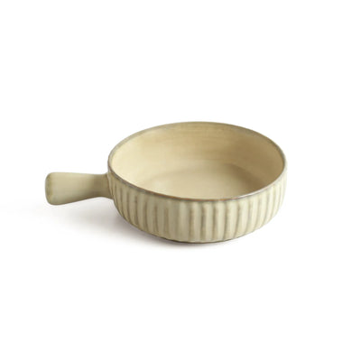 ExclusiveLane 'Cream Dawn Porcelain Serving/Snack Bowls (740 ML, Microwave Safe, Hand Glazed)