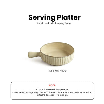 ExclusiveLane 'Cream Dawn Porcelain Serving/Snack Bowls (740 ML, Microwave Safe, Hand Glazed)