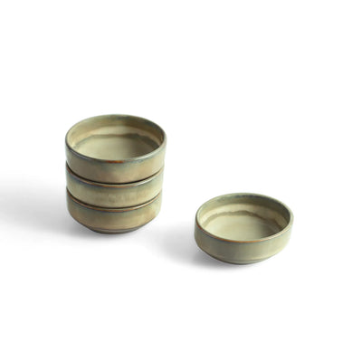 ExclusiveLane 'Wheat Serenity' Ceramic Chutney & Pickle Bowls (Set Of 4, 50 ML, Microwave Safe, Hand Glazed)