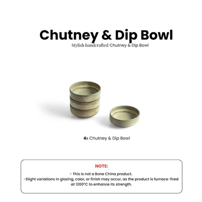 ExclusiveLane 'Wheat Serenity' Ceramic Chutney & Pickle Bowls (Set Of 4, 50 ML, Microwave Safe, Hand Glazed)
