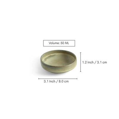 ExclusiveLane 'Wheat Serenity' Ceramic Chutney & Pickle Bowls (Set Of 4, 50 ML, Microwave Safe, Hand Glazed)