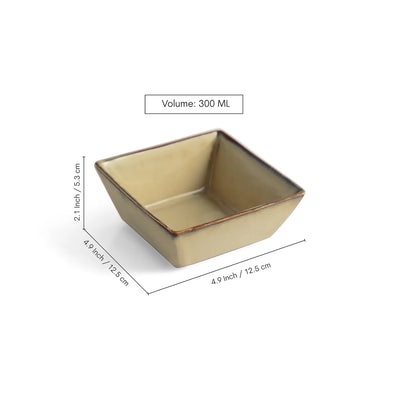 ExclusiveLane 'Wheat Serenity' Porcelain Serving/Snack Bowls (Set Of 2, 300 ML, Microwave Safe, Hand Glazed)