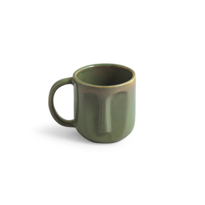 ExclusiveLane 'Sage Serenity' Porcelain Tea & Coffee Mugs (Set of 2, 380 ML, Microwave Safe, Hand Glazed)