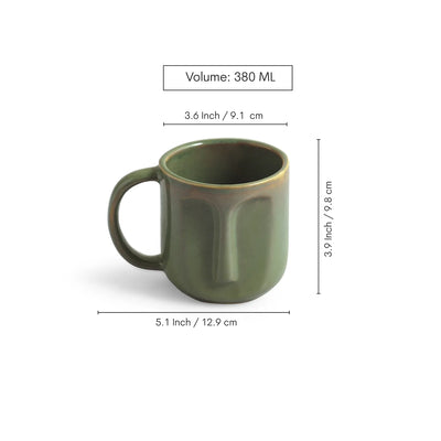 ExclusiveLane 'Sage Serenity' Porcelain Tea & Coffee Mugs (Set of 2, 380 ML, Microwave Safe, Hand Glazed)