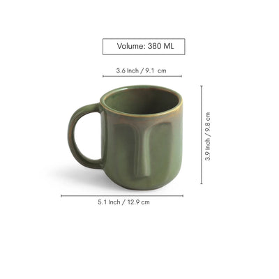 ExclusiveLane 'Sage Serenity' Porcelain Tea & Coffee Mugs (Set of 4, 380 , Microwave Safe, Hand Glazed)