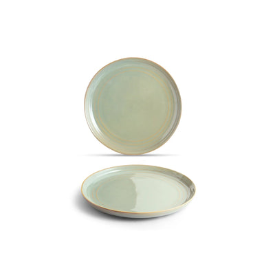 ExclusiveLane 'Sage Serenity' Porcelain Quarter Plates (Set of 2, Microwave Safe, Hand Glazed)