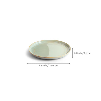 ExclusiveLane 'Sage Serenity' Porcelain Quarter Plates (Set of 2, Microwave Safe, Hand Glazed)