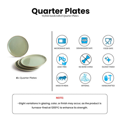 ExclusiveLane 'Sage Serenity' Porcelain Dinner Plates (Set of 4, Microwave Safe, Hand Glazed)