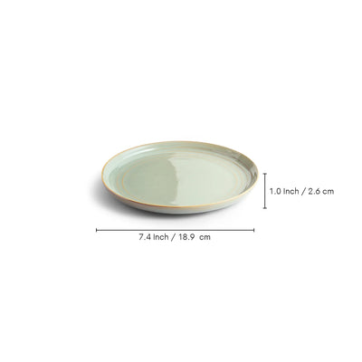 ExclusiveLane 'Sage Serenity' Porcelain Quarter Plates (Set of 6, Microwave Safe, Hand Glazed)