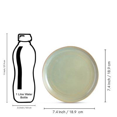 ExclusiveLane 'Sage Serenity' Porcelain Quarter Plates (Set of 6, Microwave Safe, Hand Glazed)