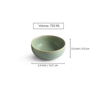 ExclusiveLane 'Sage Serenity' Porcelain Serving/Snack Bowls (Set Of 2, 720 ML, Hand Glazed)