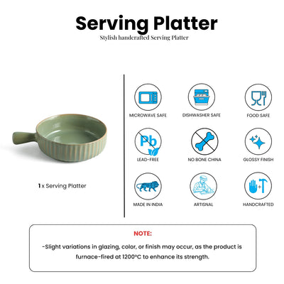 ExclusiveLane 'Sage Serenity' Porcelain Serving/Snack Bowls (680 ML, Microwave Safe, Hand Glazed)