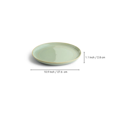 ExclusiveLane 'Sage Serenity' Porcelain Dinner Plates (Set of 2, Microwave Safe, Hand Glazed)