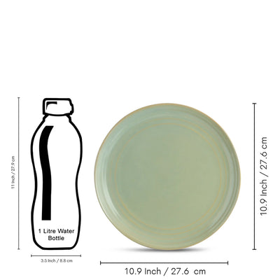ExclusiveLane 'Sage Serenity' Porcelain Dinner Plates (Set of 2, Microwave Safe, Hand Glazed)