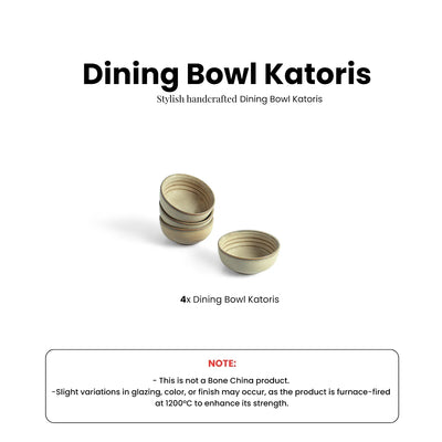 ExclusiveLane 'Wheat Serenity' Porcelain Dinner Bowls/Katoris (Set Of 4, 130 ML, Microwave Safe, Hand Glazed)