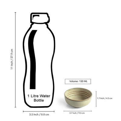 ExclusiveLane 'Wheat Serenity' Porcelain Dinner Bowls/Katoris (Set Of 4, 130 ML, Microwave Safe, Hand Glazed)