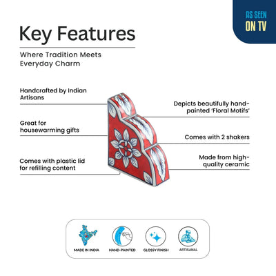 ExclusiveLane 'Blooming Duo' Ceramic Salt & Pepper Shakers Set (50 ML, Hand-Painted)