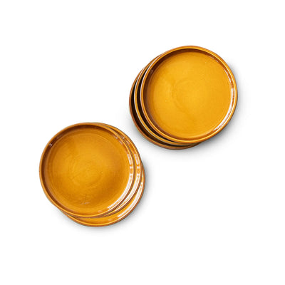 ExclusiveLane 'Forest Canopy' Ceramic Quarter Plates (Set of 6, Microwave Safe, Hand Glazed)