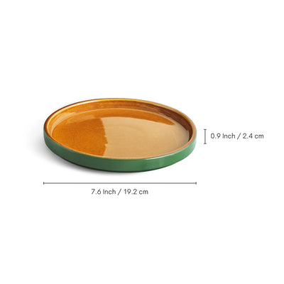 ExclusiveLane 'Forest Canopy' Ceramic Quarter Plates (Set of 6, Microwave Safe, Hand Glazed)
