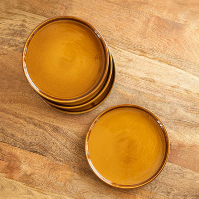 ExclusiveLane 'Forest Canopy' Ceramic Dinner Plates (Set of 4, Microwave Safe, Hand Glazed)
