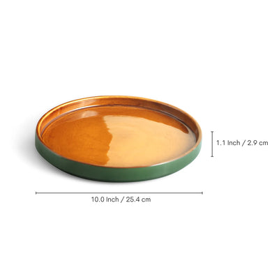 ExclusiveLane 'Forest Canopy' Ceramic Dinner Plates (Set of 4, Microwave Safe, Hand Glazed)