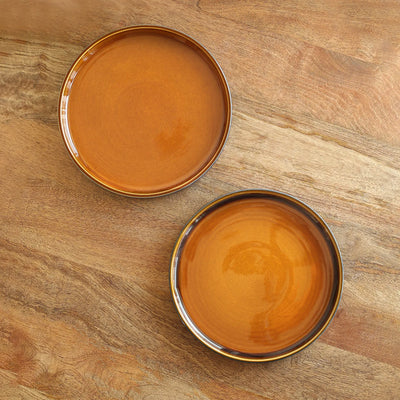 ExclusiveLane 'Forest Canopy' Ceramic Dinner Plates (Set of 2, Microwave Safe, Hand Glazed)