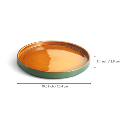 ExclusiveLane 'Forest Canopy' Ceramic Dinner Plates (Set of 2, Microwave Safe, Hand Glazed)