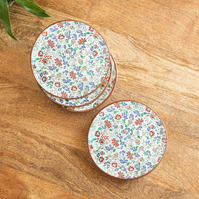 ExclusiveLane 'Spring Garden' Ceramic Dinner Plates (Set of 4, Microwave Safe, Handcrafted)