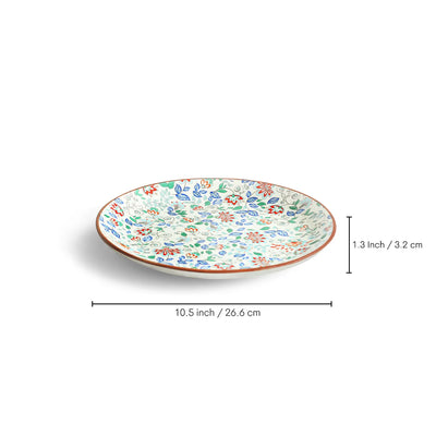 ExclusiveLane 'Spring Garden' Ceramic Dinner Plates (Set of 4, Microwave Safe, Handcrafted)