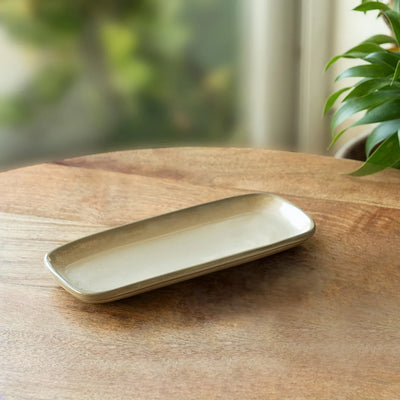ExclusiveLane 'Wheat Serenity' Porcelain Serving Platter (Set of 1, Microwave Safe, Hand Glazed)