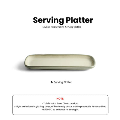ExclusiveLane 'Wheat Serenity' Porcelain Serving Platter (Set of 1, Microwave Safe, Hand Glazed)
